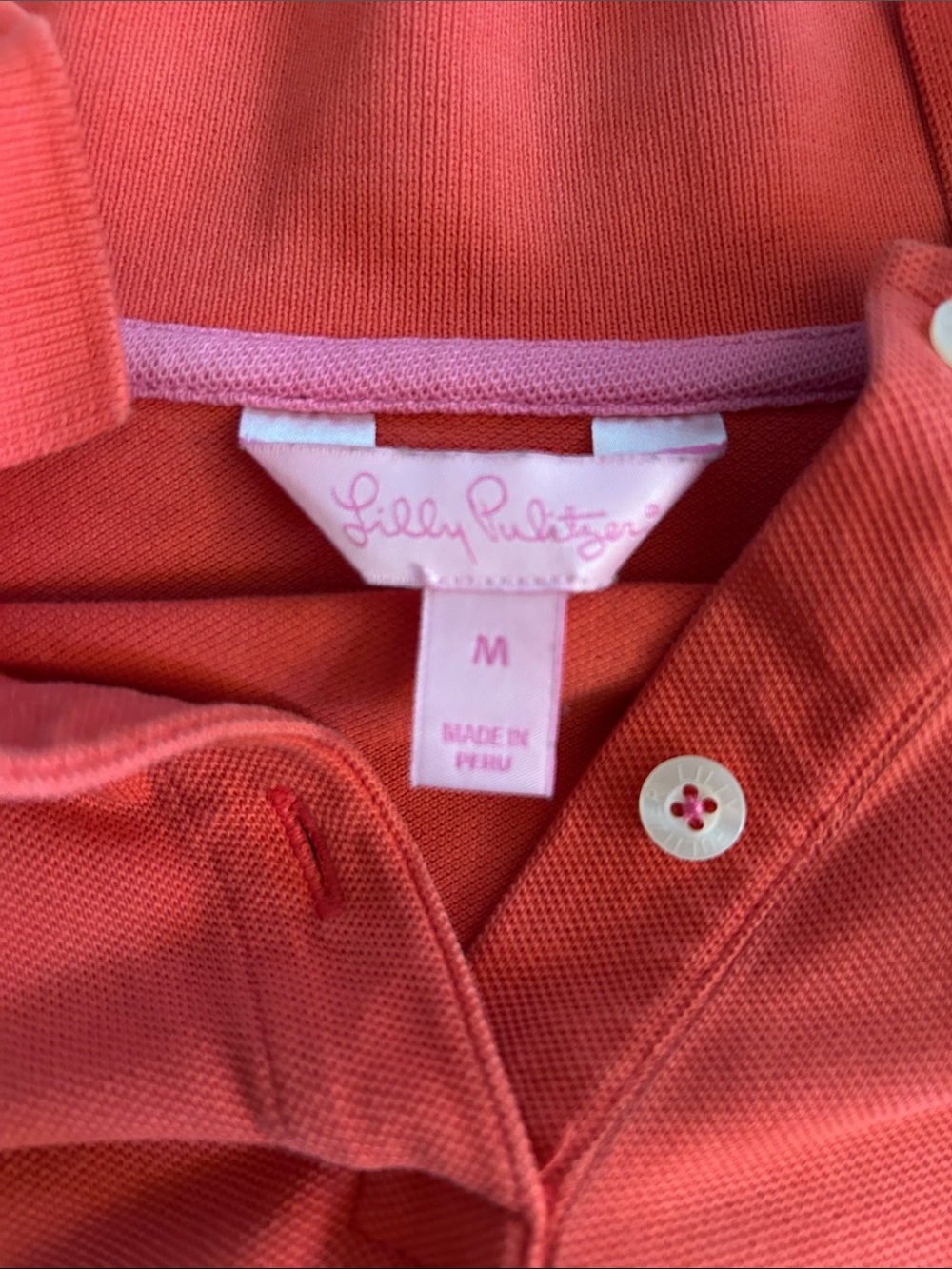 Lilly Pulitzer Orange Cotton Polo Top  sz M - Picture 4 of 5